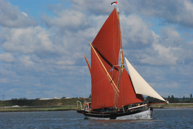 Tom Cunliffe on board the engineless Thames barge Cambria